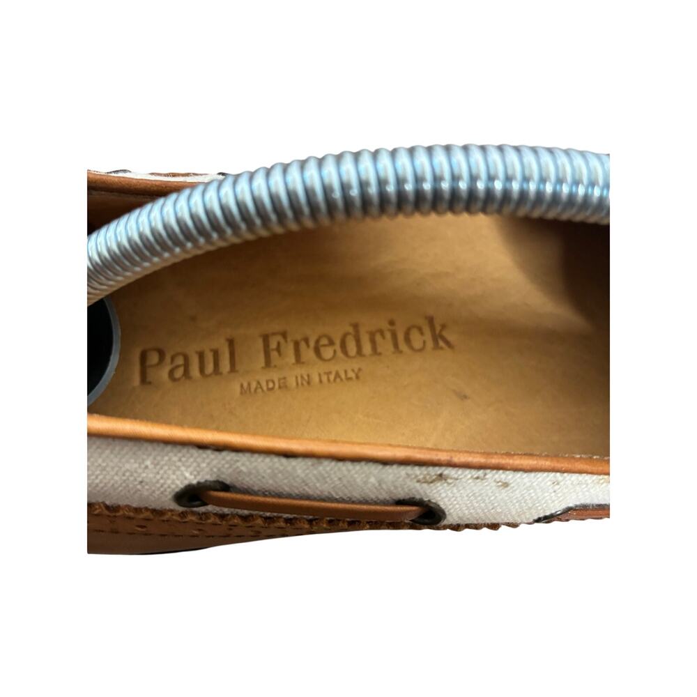 Paul Frederick Men's Size 9M Two Tone Leather Canvas Italian Tasseled Loafer - Picture 13 of 14